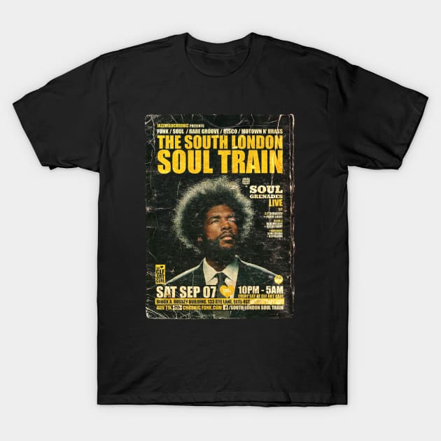 POSTER TOUR - SOUL TRAIN THE SOUTH LONDON 80 T-Shirt by Promags99